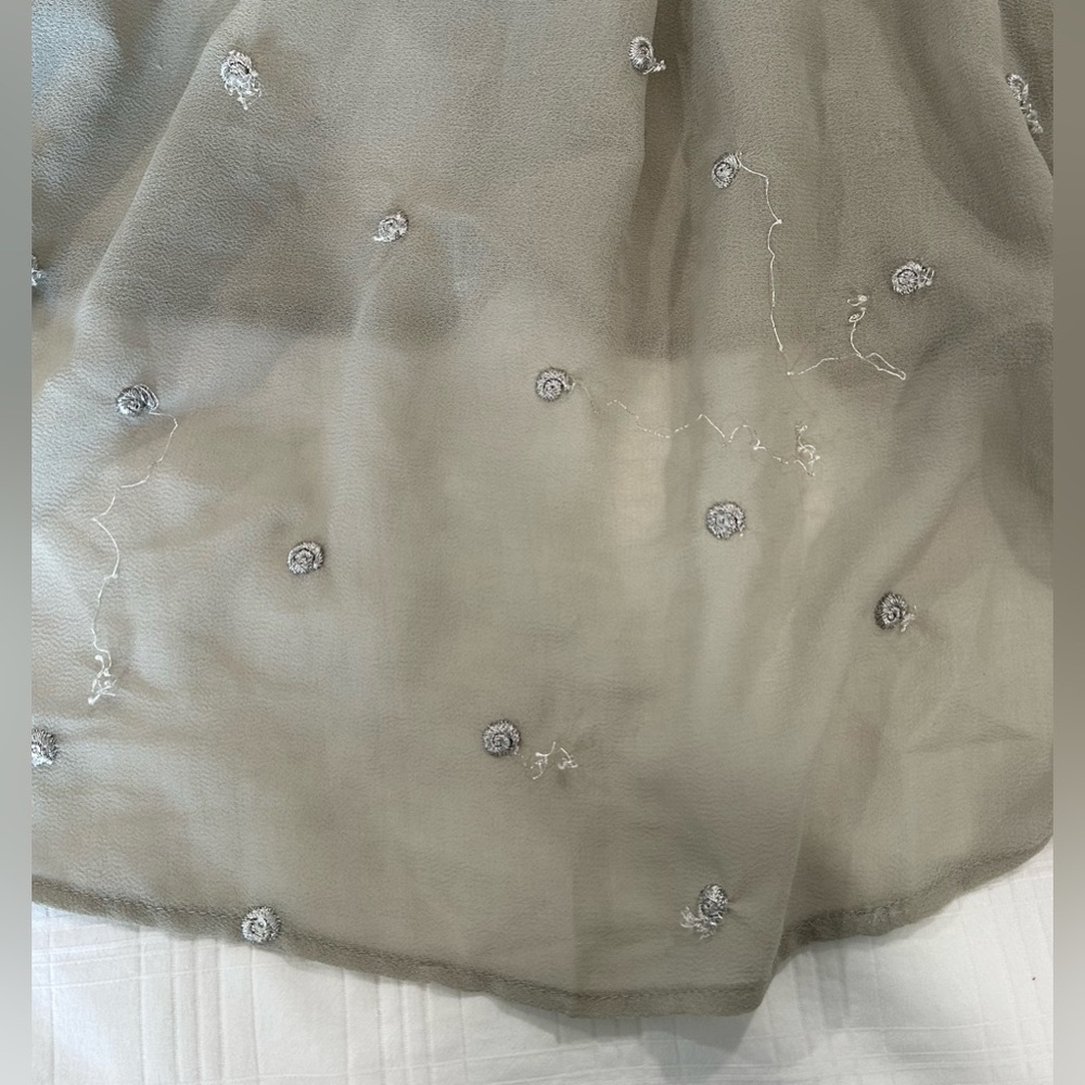 Free People sz. M long sleeve sheer blouse green polka dot - Picture 9 of 9